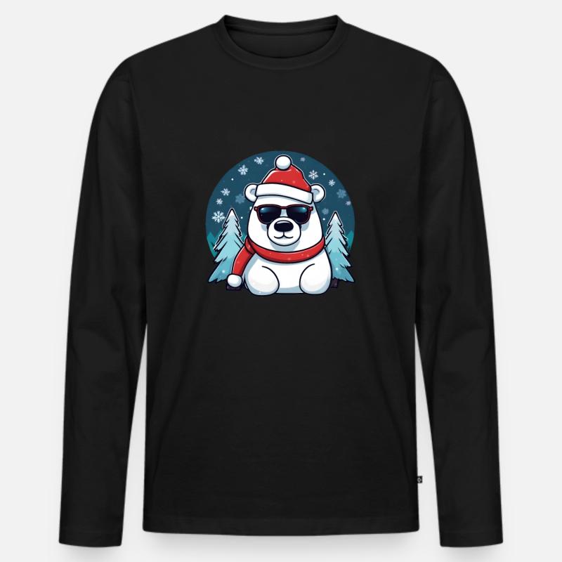 Weihnachten Eisbär Bier Eisbier - Männer Premium Bio Langarmshirt - Schwarz