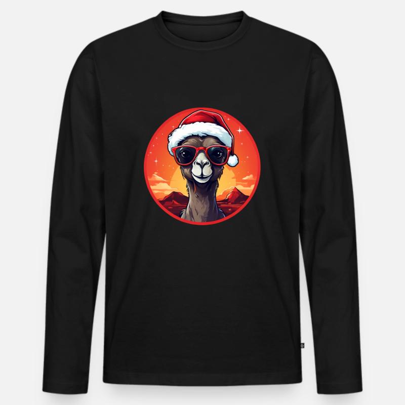 Kamel Weihnachten - Männer Premium Bio Langarmshirt - Schwarz