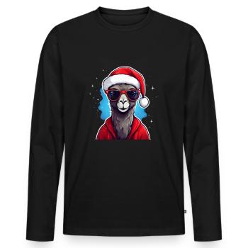 Kamel Weihnachten Weihnachtsmütze - Männer Premium Bio Langarmshirt - Schwarz - Vorne - Nico (187cm)