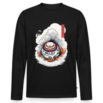 Japonais Daruma Esthétique Vintage Yokai Design - T-shirt manches longues Premium bio Homme - noir - Devant - Nico (187cm)