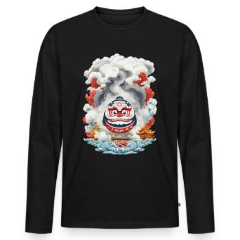 Japanischer Daruma Ästhetik Yokai Vintage - Männer Premium Bio Langarmshirt - Schwarz - Vorne - Nico (187cm)