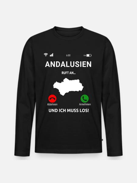 Andalusien Spanien Urlaub Idee - Männer Premium Bio Langarmshirt - Schwarz