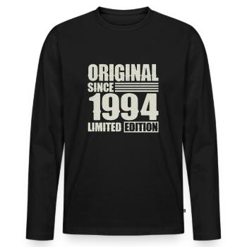 Original depuis 1994 Anniversaire 30 ans - T-shirt manches longues Premium bio Homme - noir - Devant - Nico (187cm)