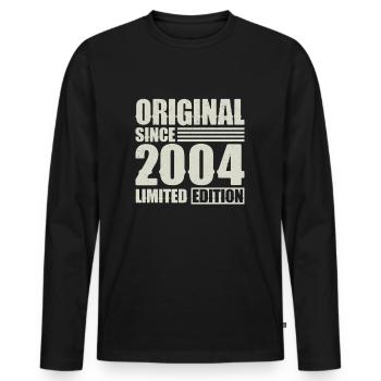 Original depuis 2004 Anniversaire 20 ans - T-shirt manches longues Premium bio Homme - noir - Devant - Nico (187cm)