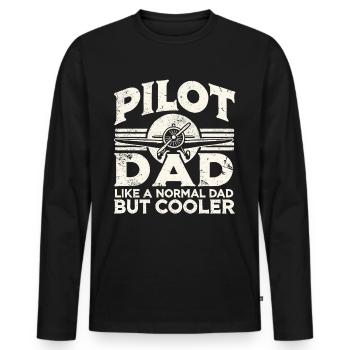 Pilot & Father, Airplane, Flyer, Flight School - Men's Premium Organic Long Sleeve Shirt - black - Front - Nico (187cm)