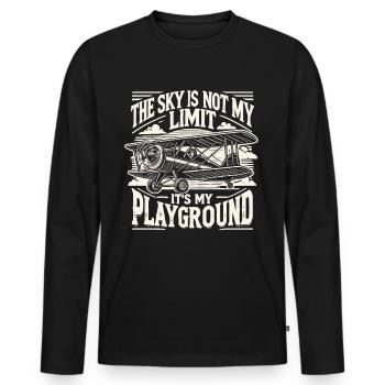 Pilot, Airplane, Flyer, Flight School - Men's Premium Organic Long Sleeve Shirt - black - Front - Nico (187cm)
