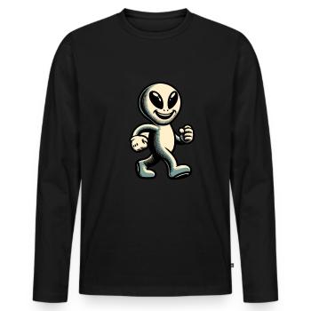 Retro Vintage Alien Halloween Costume Decoration - Men's Premium Organic Long Sleeve Shirt - black - Front - Nico (187cm)