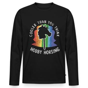 Plus cool que vous ne le pensez Hobby Horse Riding Drôle - T-shirt manches longues Premium bio Homme - noir - Devant - Nico (187cm)