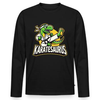 Karate Karate Fighter Martial Arts Karatesaurus - Men's Premium Organic Long Sleeve Shirt - black - Front - Nico (187cm)