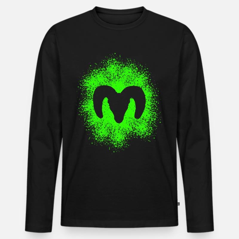 Dickhornschaf - Männer Premium Bio Langarmshirt - Schwarz