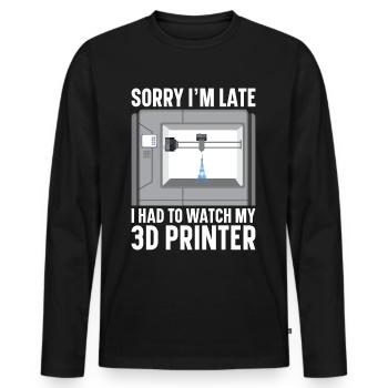Filament d’imprimante 3D Impression 3D Impression 3D Imprimante 3D - T-shirt manches longues Premium bio Homme - noir - Devant - Nico (187cm)