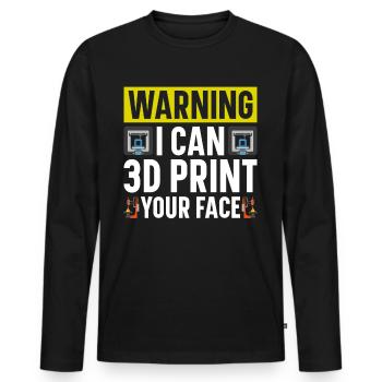 Filament d’imprimante 3D Impression 3D Impression 3D Imprimante 3D - T-shirt manches longues Premium bio Homme - noir - Devant - Nico (187cm)