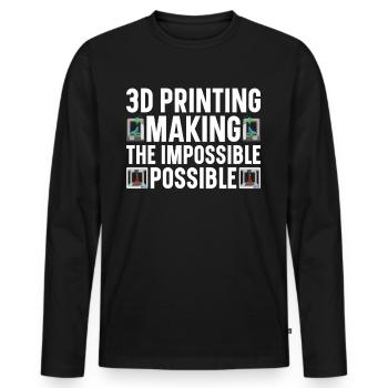 Filament d’imprimante 3D Impression 3D Impression 3D Imprimante 3D - T-shirt manches longues Premium bio Homme - noir - Devant - Nico (187cm)