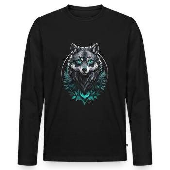 Forest Arctic Wolf - Men's Premium Organic Long Sleeve Shirt - black - Front - Nico (187cm)