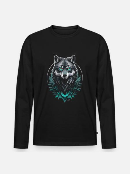 Forest Arctic Wolf - Men's Premium Organic Long Sleeve Shirt - black