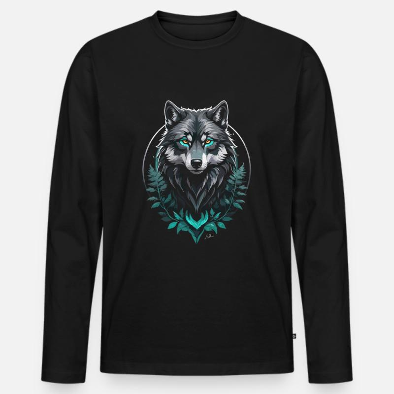 Loup arctique forestier - T-shirt manches longues Premium bio Homme - noir