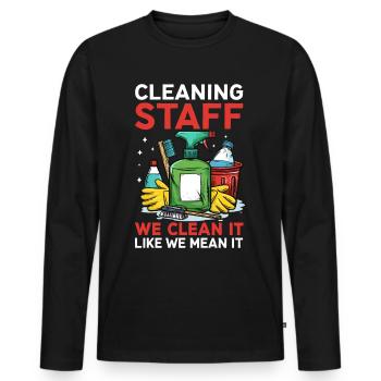 Cleaning Staff - Men's Premium Organic Long Sleeve Shirt - black - Front - Nico (187cm)