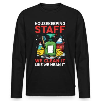 Housekeeping Staff - Men's Premium Organic Long Sleeve Shirt - black - Front - Nico (187cm)