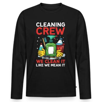 Équipe de nettoyage - T-shirt manches longues Premium bio Homme - noir - Devant - Nico (187cm)