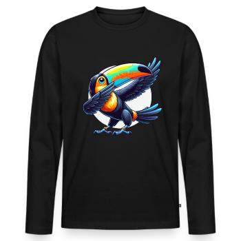 Toucan, Tropical Bird, Dabbing, Exotic - Men's Premium Organic Long Sleeve Shirt - black - Front - Nico (187cm)