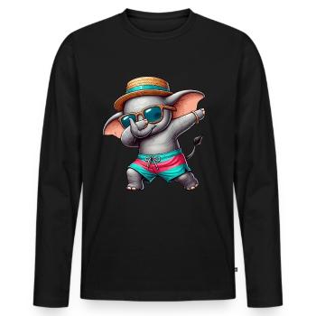 Elefant, Dabbing, Sommer, Strand Sommerurlaub - Männer Premium Bio Langarmshirt - Schwarz - Vorne - Nico (187cm)