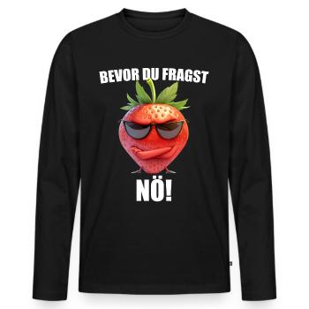 Avant que vous ne demandiez : Non ! Sarcasme graphique de la fraise - T-shirt manches longues Premium bio Homme - noir - Devant - Nico (187cm)