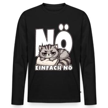 Nope just nope Statement Cat Funny Late Riser - Men's Premium Organic Long Sleeve Shirt - black - Front - Nico (187cm)