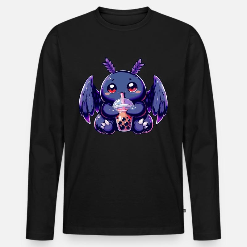 Mothman Bubble Tea - Männer Premium Bio Langarmshirt - Schwarz