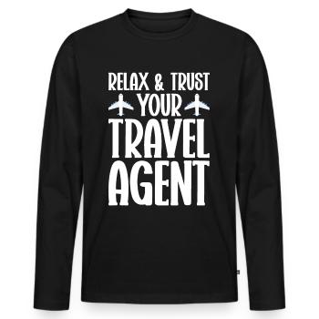 Commis au tourisme Agence de voyages - T-shirt manches longues Premium bio Homme - noir - Devant - Nico (187cm)