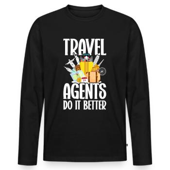 Commis au tourisme Agence de voyages - T-shirt manches longues Premium bio Homme - noir - Devant - Nico (187cm)