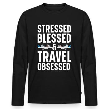 Commis au tourisme Agence de voyages - T-shirt manches longues Premium bio Homme - noir - Devant - Nico (187cm)