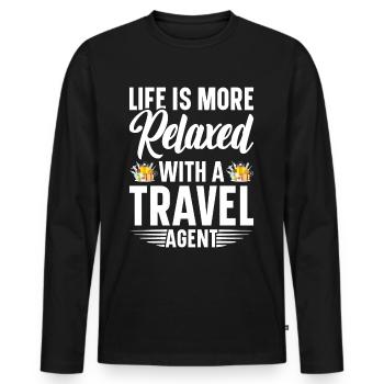 Commis au tourisme Agence de voyages - T-shirt manches longues Premium bio Homme - noir - Devant - Nico (187cm)