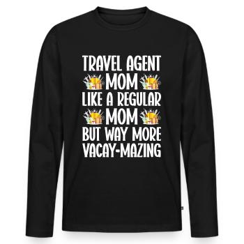 Commis au tourisme Agence de voyages - T-shirt manches longues Premium bio Homme - noir - Devant - Nico (187cm)
