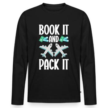 Commis au tourisme Agence de voyages - T-shirt manches longues Premium bio Homme - noir - Devant - Nico (187cm)