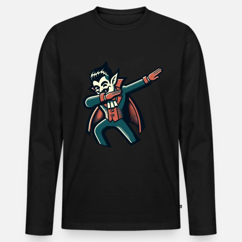 Dabbender Vampir Lustiges Dabbing Design - Männer Premium Bio Langarmshirt - Schwarz