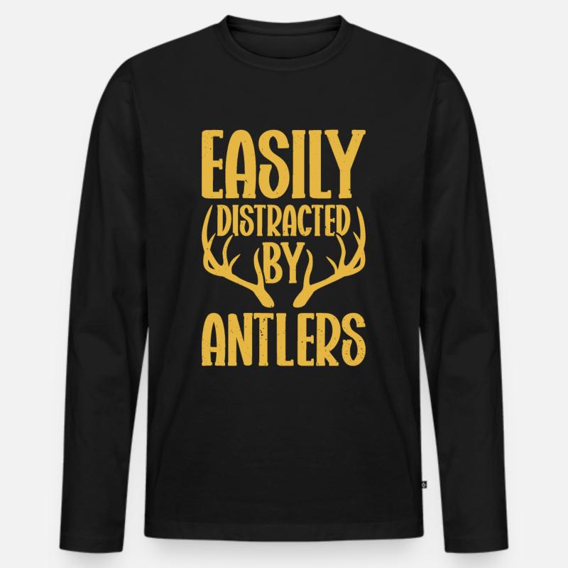 Geweihjagd Geweih Jäger Jagt Jagdtrophäe - Männer Premium Bio Langarmshirt - Schwarz