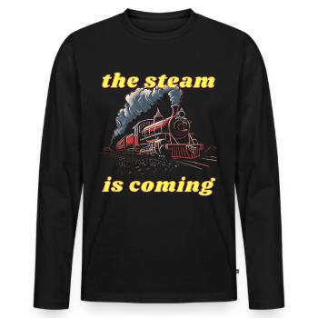 Der Dampf kommt - Männer Premium Bio Langarmshirt - Schwarz - Vorne - Nico (187cm)