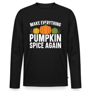 Pumpkin Spice Latte Fall Halloween Pumpkin Spice Spice - Men's Premium Organic Long Sleeve Shirt - black - Front - Nico (187cm)