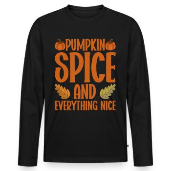 Citrouille Épices Latte Automne Halloween Citrouille Épices Épices - T-shirt manches longues Premium bio Homme - noir - Devant - Nico (187cm)