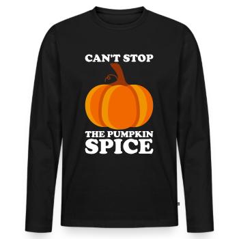 Citrouille Épices Latte Automne Halloween Citrouille Épices Épices - T-shirt manches longues Premium bio Homme - noir - Devant - Nico (187cm)