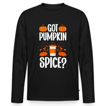 Pumpkin Spice Latte Fall Halloween Pumpkin Spice Spice - Men's Premium Organic Long Sleeve Shirt - black - Front - Nico (187cm)