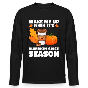 Pumpkin Spice Latte Fall Halloween Pumpkin Spice Spice - Men's Premium Organic Long Sleeve Shirt - black - Front - Nico (187cm)