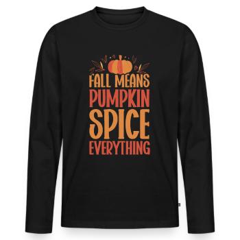Pumpkin Spice Latte Fall Halloween Pumpkin Spice Spice - Men's Premium Organic Long Sleeve Shirt - black - Front - Nico (187cm)