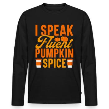 Pumpkin Spice Latte Fall Halloween Pumpkin Spice Spice - Men's Premium Organic Long Sleeve Shirt - black - Front - Nico (187cm)