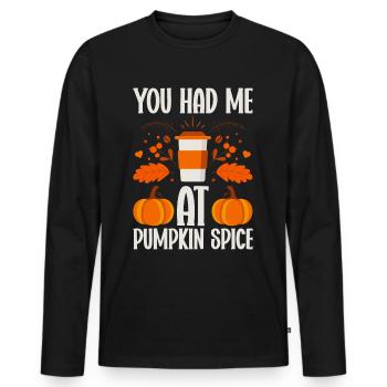 Pumpkin Spice Latte Fall Halloween Pumpkin Spice Spice - Men's Premium Organic Long Sleeve Shirt - black - Front - Nico (187cm)