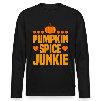 Citrouille Épices Latte Automne Halloween Citrouille Épices Épices - T-shirt manches longues Premium bio Homme - noir - Devant - Nico (187cm)