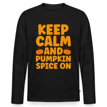 Citrouille Épices Latte Automne Halloween Citrouille Épices Épices - T-shirt manches longues Premium bio Homme - noir - Devant - Nico (187cm)