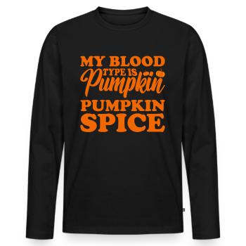 Pumpkin Spice Latte Fall Halloween Pumpkin Spice Spice - Men's Premium Organic Long Sleeve Shirt - black - Front - Nico (187cm)