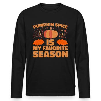 Citrouille Épices Latte Automne Halloween Citrouille Épices Épices - T-shirt manches longues Premium bio Homme - noir - Devant - Nico (187cm)
