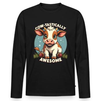 Cows Moo Cow Moo Cattle Dairy Cow Dairy Farmer - Men's Premium Organic Long Sleeve Shirt - black - Front - Nico (187cm)